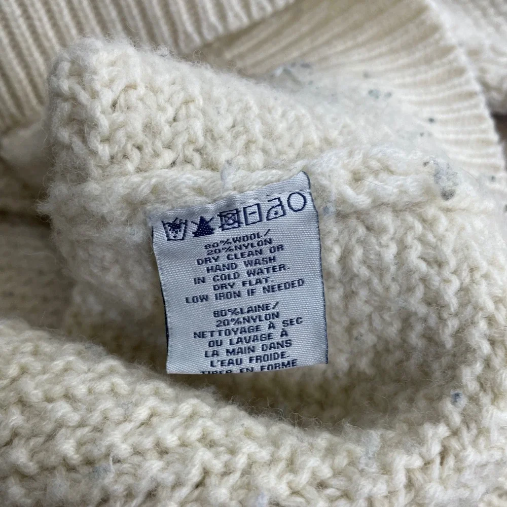 Schott Bros Wool Blend Mock Neck Button Sweater Cream Elbow Patches Men 2XL READ - Picture 3 of 10